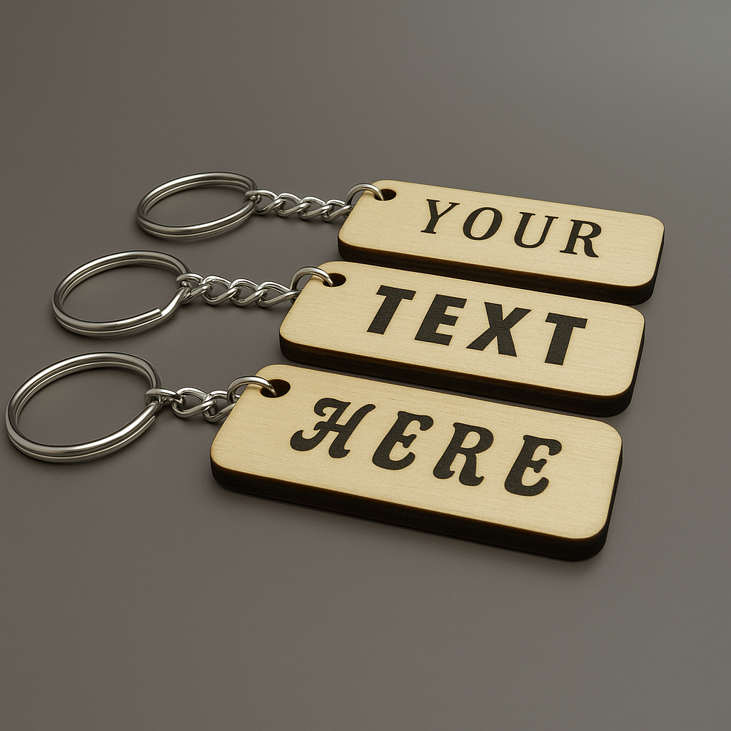 2 Custom Engraved Baltic Birch Keychains