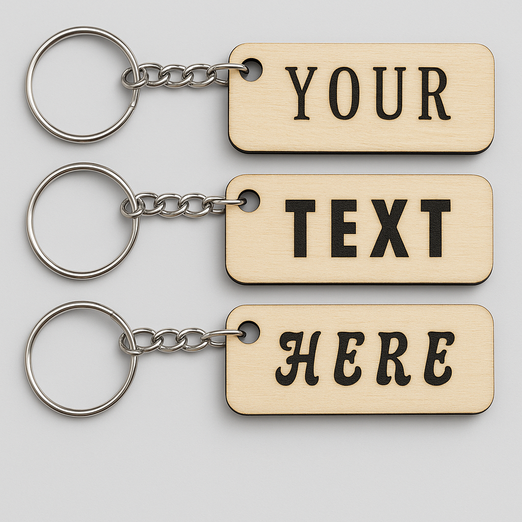 2 Custom Engraved Baltic Birch Keychains